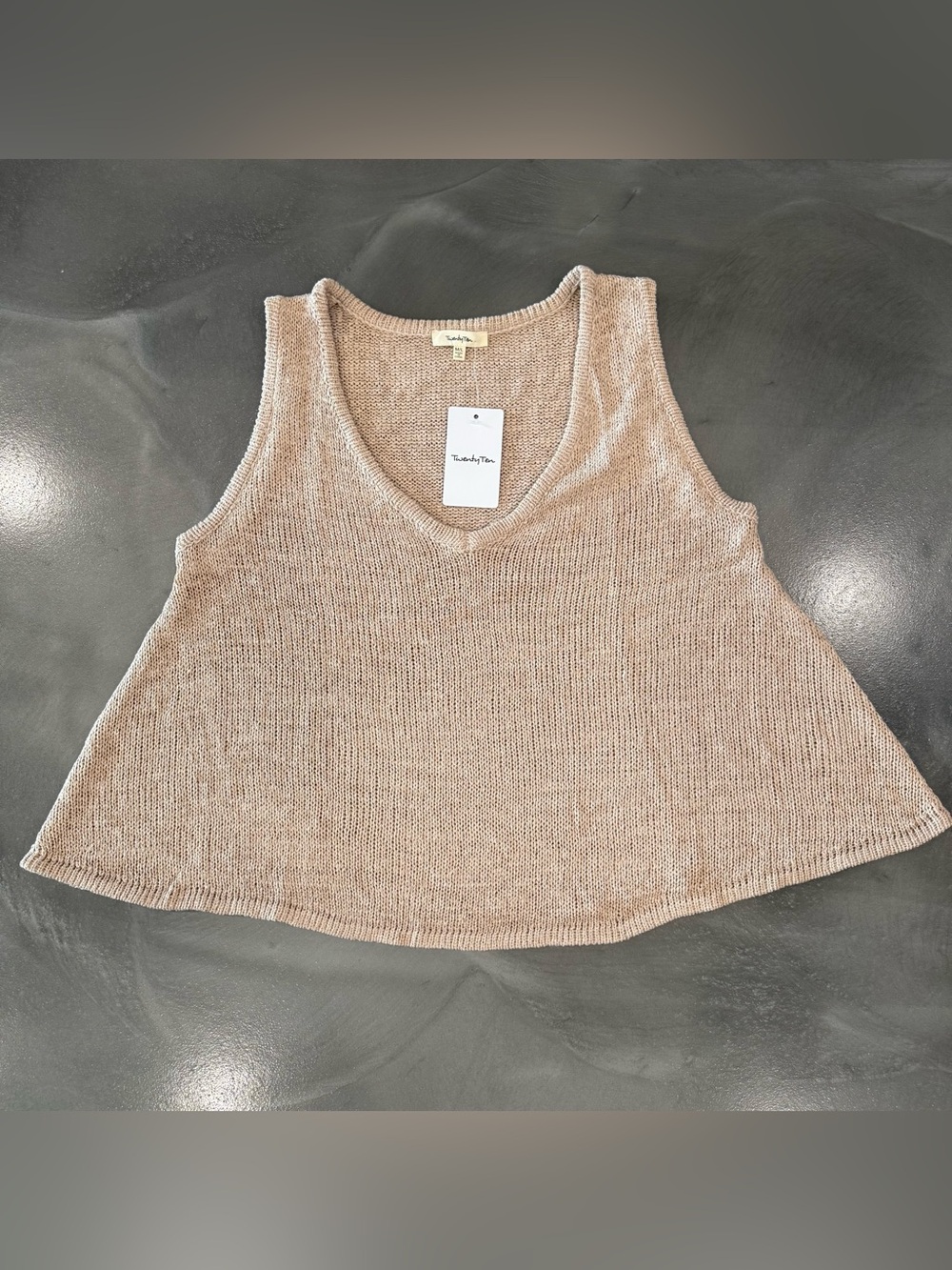 Twenty Beige V-Neck Knit Tank